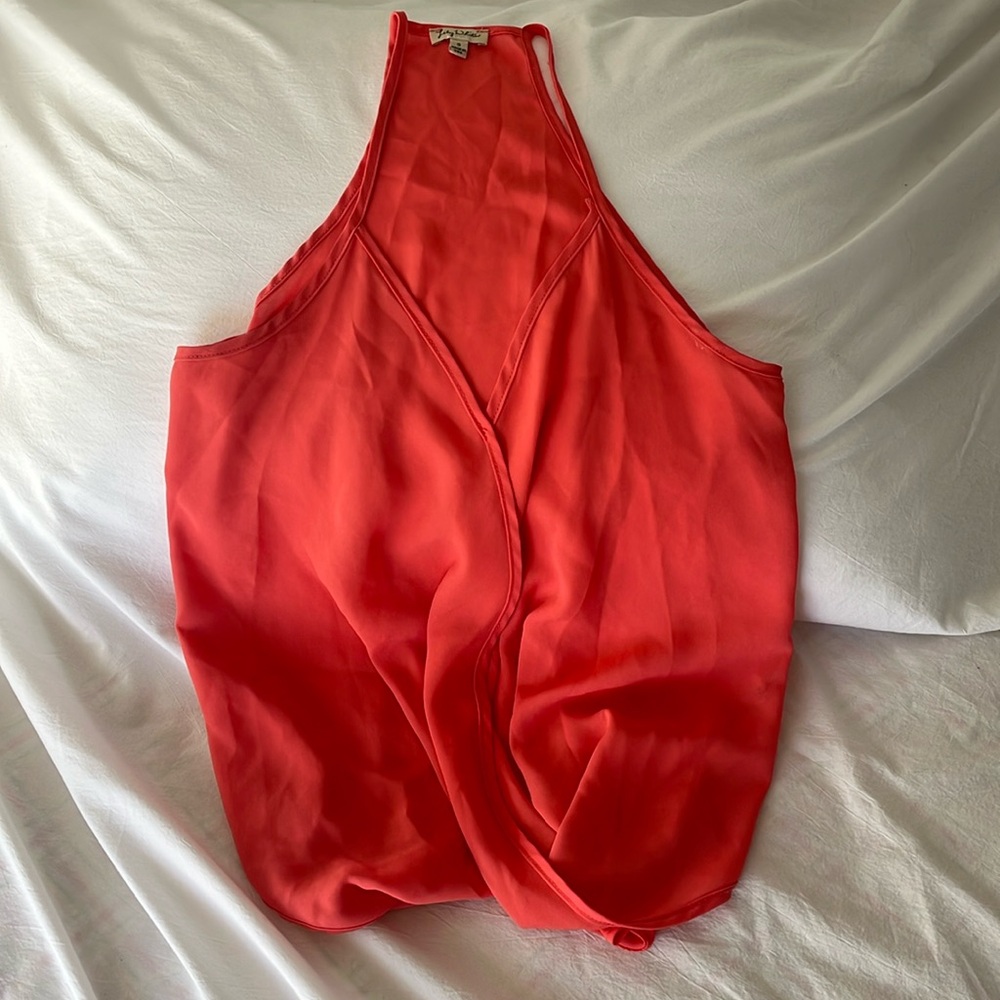 Lily White Sleeveless Blouse Color-Coral Size-SM